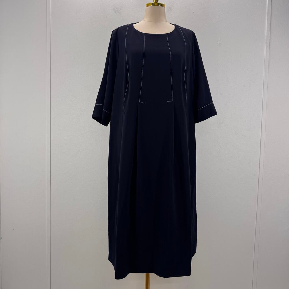 NWT Marina Rinaldi Dark Navy Midi Dress Plus sz US 20 Minimalist Neutral Capsule - Picture 3 of 10